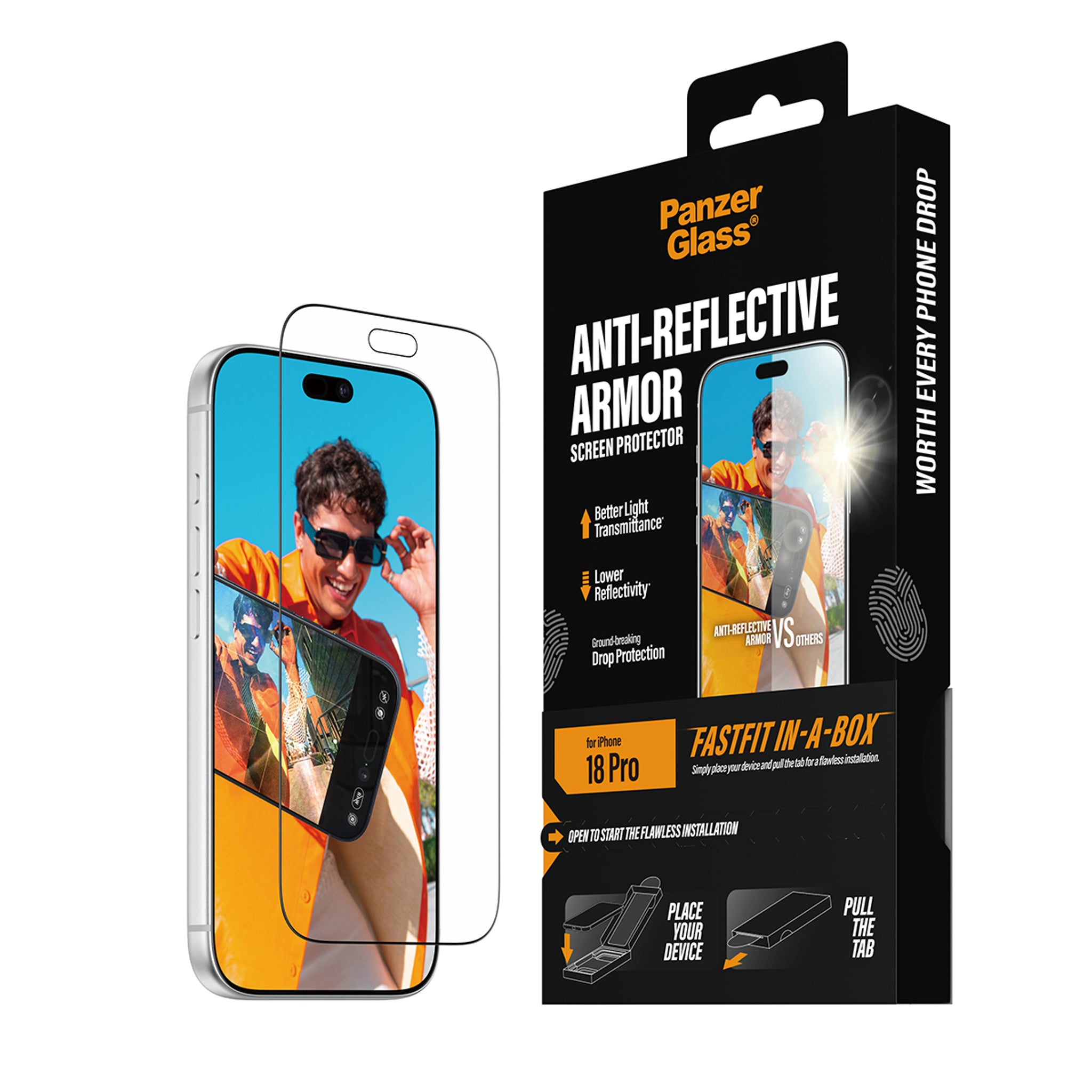 PanzerGlass® Anti-reflective Armor Displayschutz iPhone 18 Pro m. FASTFIT IN-A-BOX